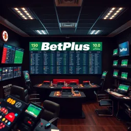 Mobile phone displaying the BetPlus app interface with betting options and live scores