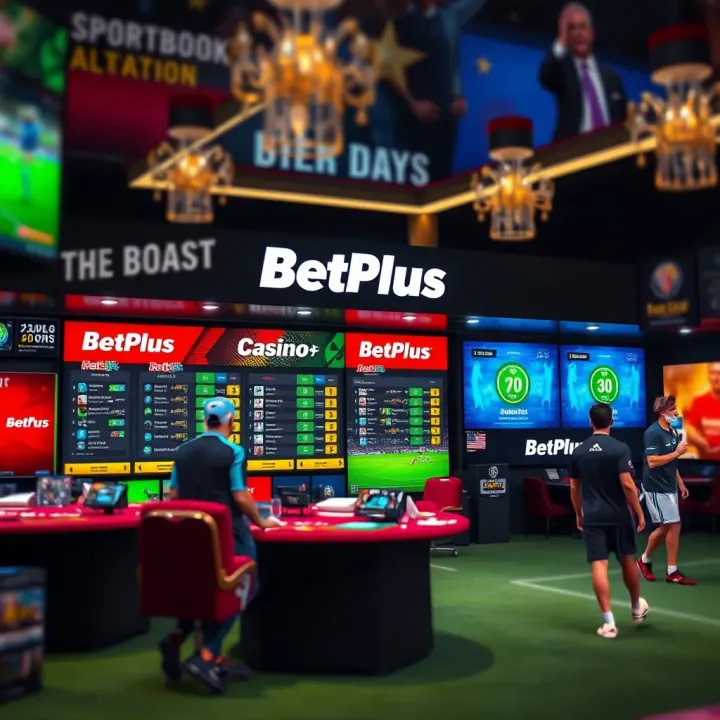 User interface showing Betplus UG login screen with input fields and login button